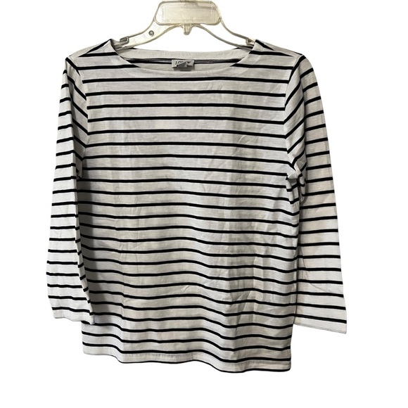 J Crew three-quarter sleeve striped cotton shirt size XS nautical beachy NWT - Picture 3 of 10